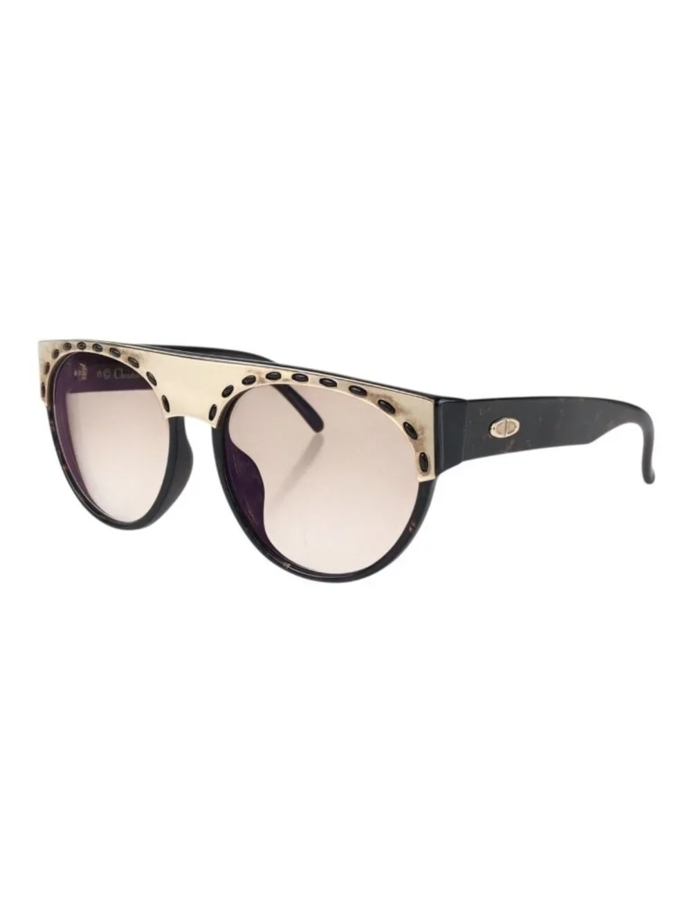Dior Vintage Black Gold Acetate 80 Sunglasses Frame Eyewear